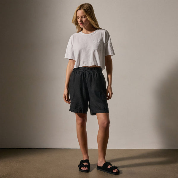 James Perse Lightweight Linen Bermuda Short Black