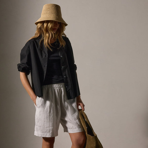 james perse Lightweight Linen Bermuda Short White