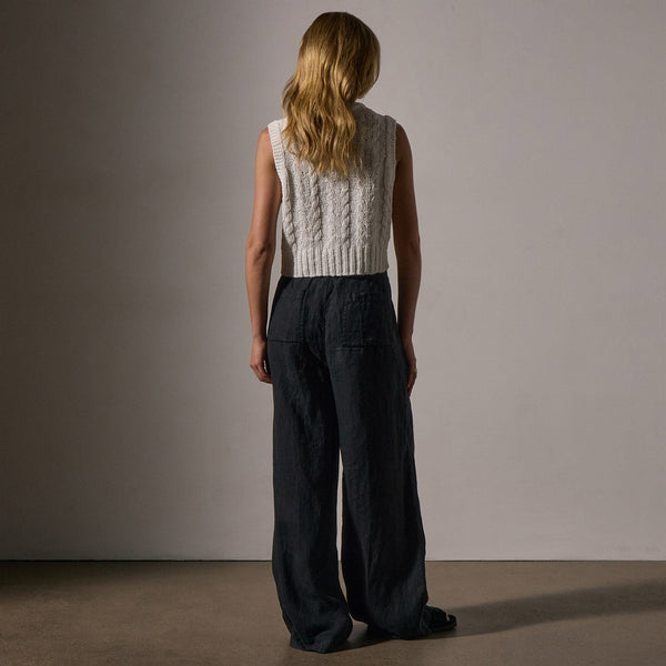 James Perse Lightweight Linen Elastic Pant Black