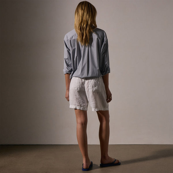 James Perse Lightweight Linen Pleated Short White