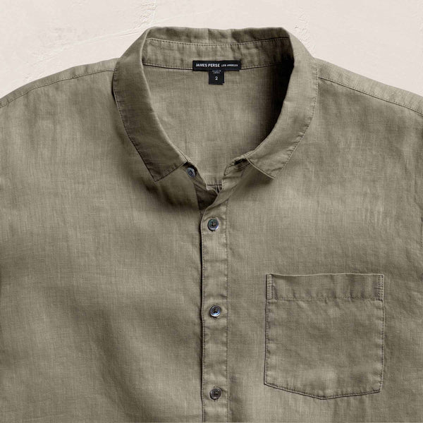 James Perse Lightweight Linen Shirt Birch Pigment