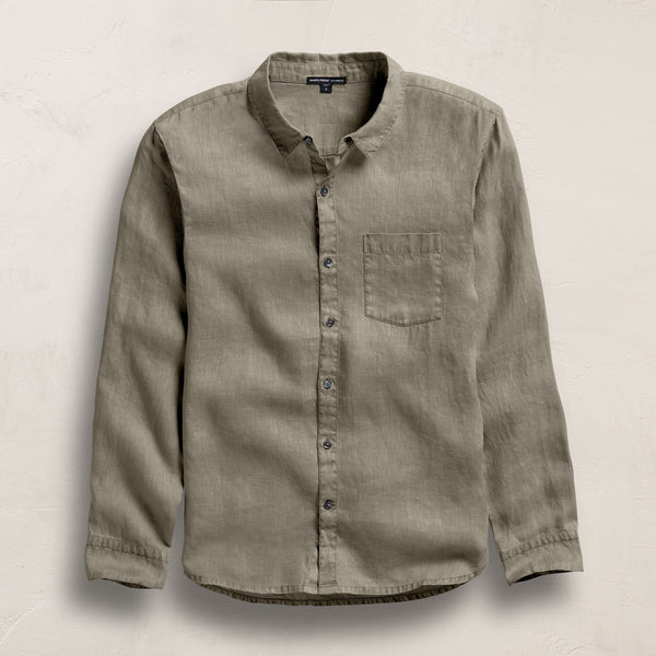 james perse Lightweight Linen Shirt Birch Pigment