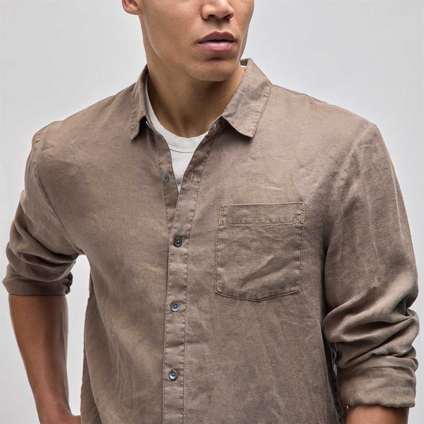 James Perse Lightweight Linen Shirt Cargo Pigment