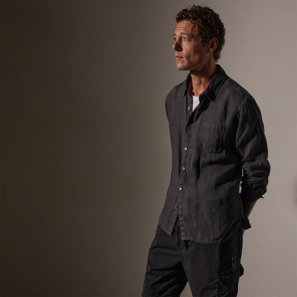 James Perse Lightweight Linen Shirt Magma Pigment
