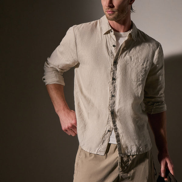 James Perse Lightweight Linen Shirt Salt Pigment