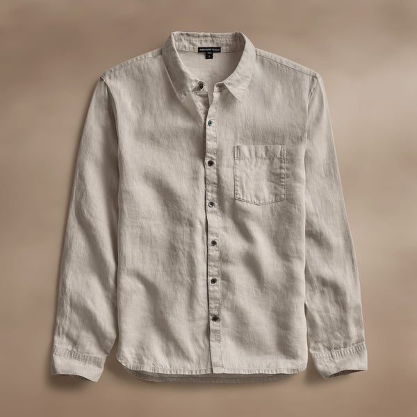 james perse Lightweight Linen Shirt Salt Pigment