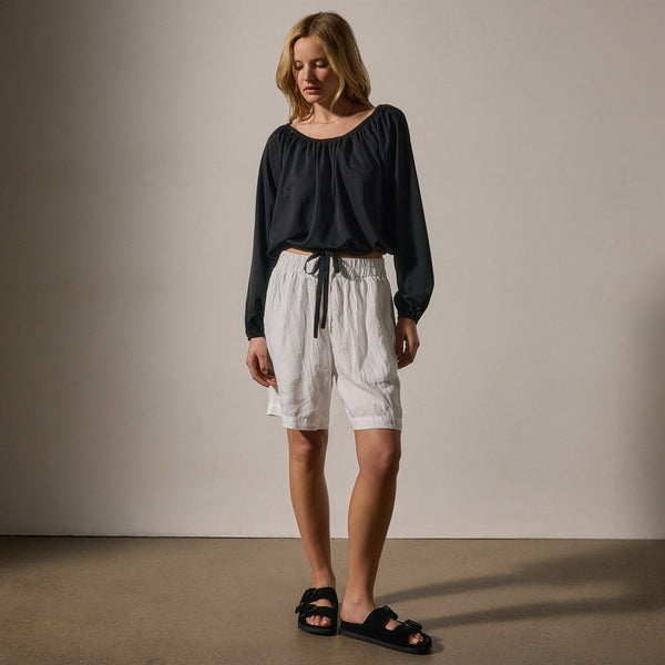 James Perse Lightweight Matte Sateen Blouse Black