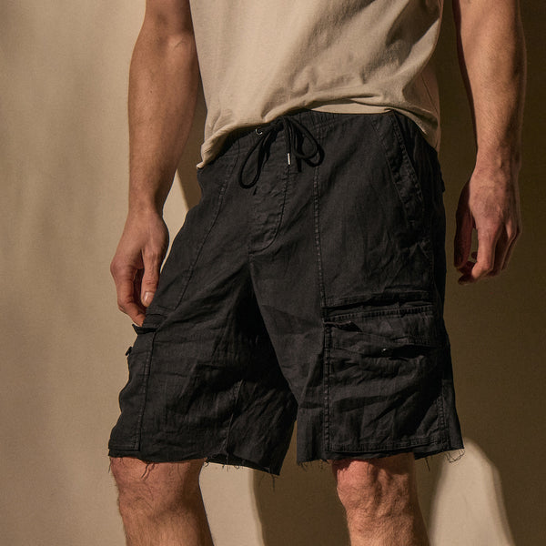 James Perse Linen Blend Utility Short Black