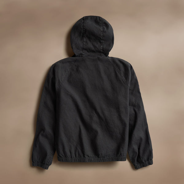 James Perse Linen Blend Zip Front Hoodie Black