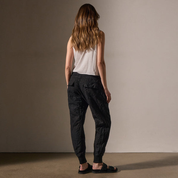 James Perse Linen Mixed Media Pant Black