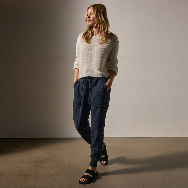 James Perse Linen Mixed Media Pant Classic Navy