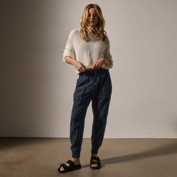 james perse Linen Mixed Media Pant Classic Navy