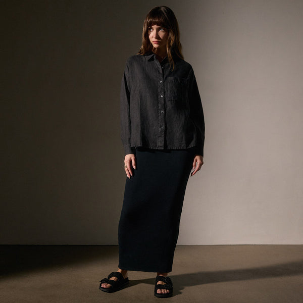 James Perse Linen Oversized Shirt Black