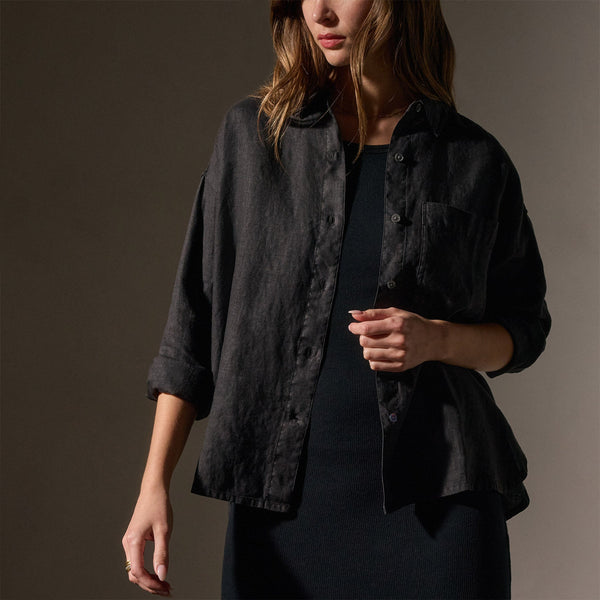 james perse Linen Oversized Shirt Black
