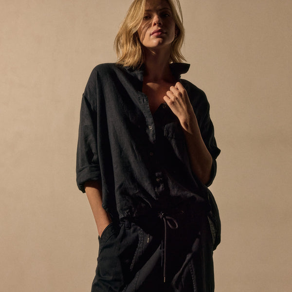 james perse Linen Oversized Shirt Classic Navy