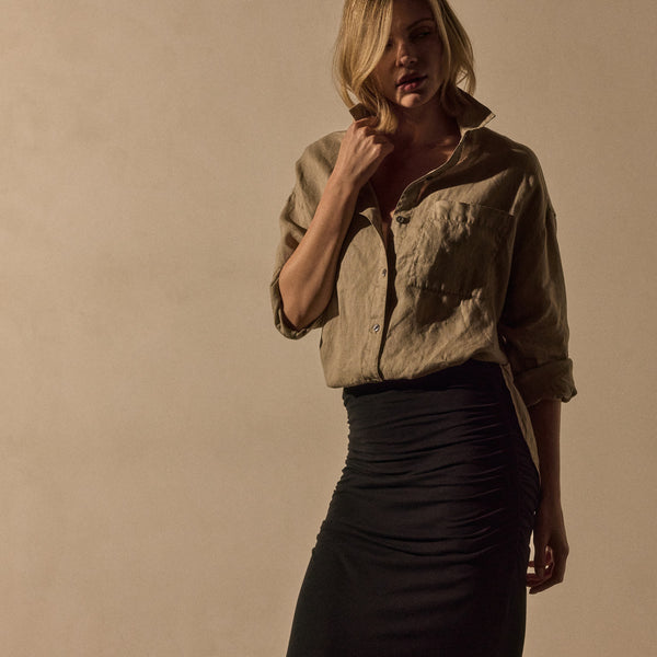 James Perse Linen Oversized Shirt Overcast Pigment