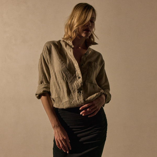 james perse Linen Oversized Shirt Overcast Pigment