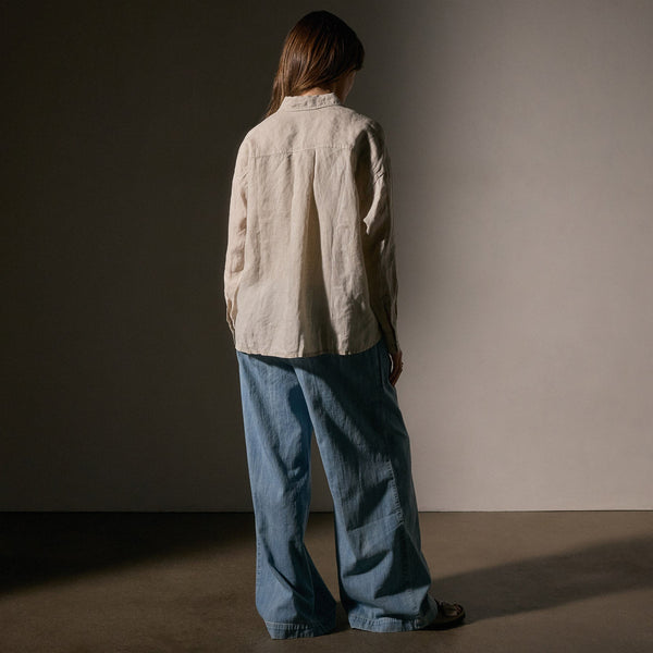 James Perse Linen Oversized Shirt Salt Pigment