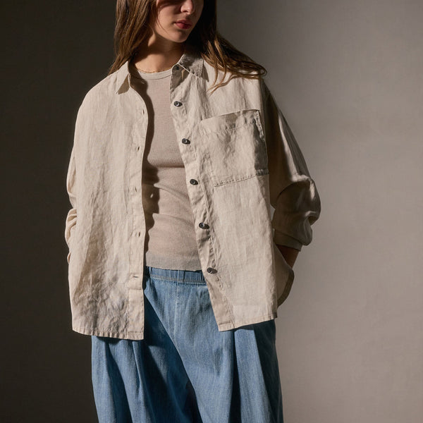 james perse Linen Oversized Shirt Salt Pigment