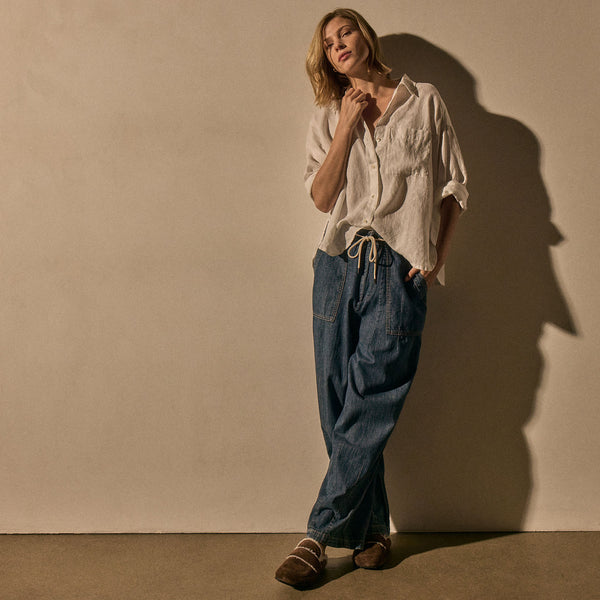 James Perse Linen Oversized Shirt White