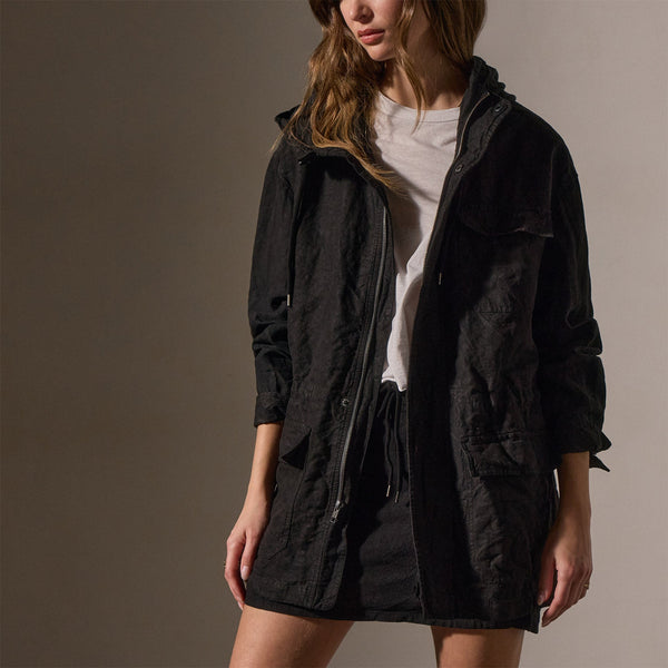James Perse Linen Parka Black