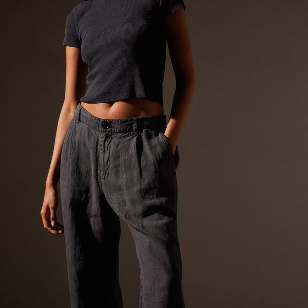 James Perse Linen Pleated Pant Magma Pigment