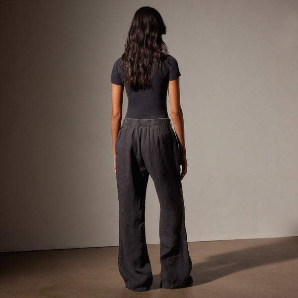 James Perse Linen Pleated Pant Magma Pigment
