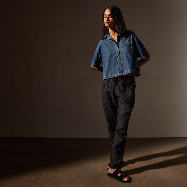 james perse Linen Soft Drape Pant Black