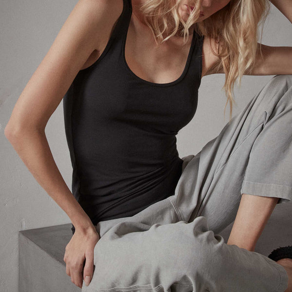 James Perse Long Jersey Tank Black