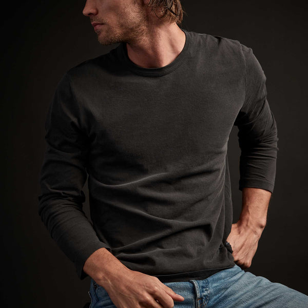 James Perse Long Sleeve Crew Neck Carbon Pigment