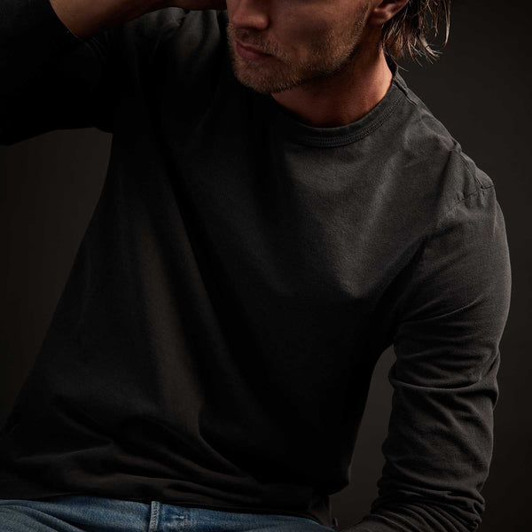 James Perse Long Sleeve Crew Neck Carbon Pigment