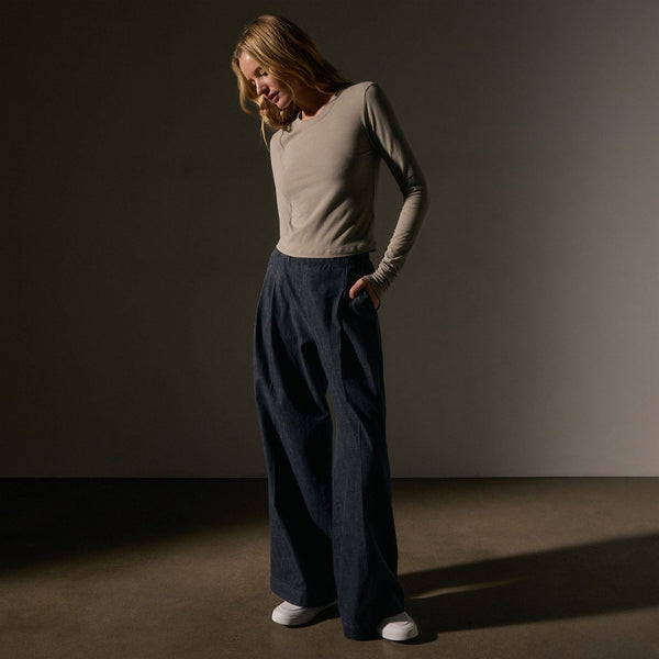 James Perse Long Sleeve Cropped Tee Overcast