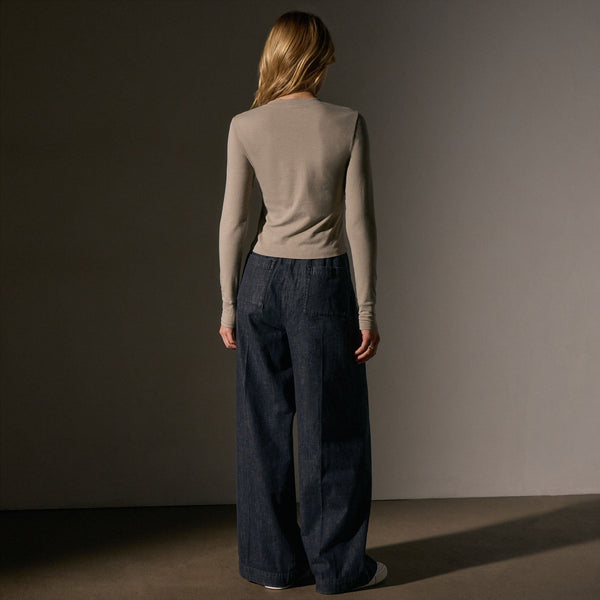 James Perse Long Sleeve Cropped Tee Overcast