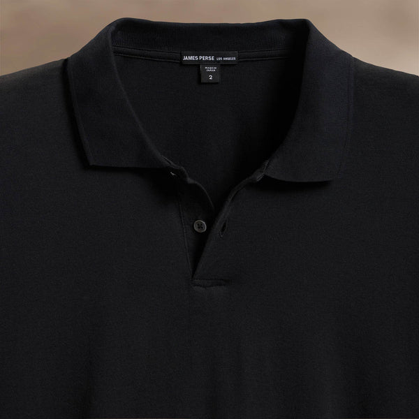 James Perse Luxe Lotus Jersey Polo Black