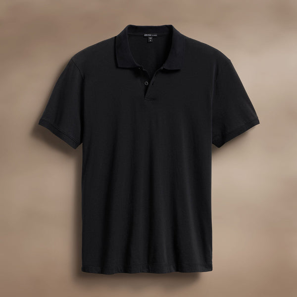 james perse Luxe Lotus Jersey Polo Black
