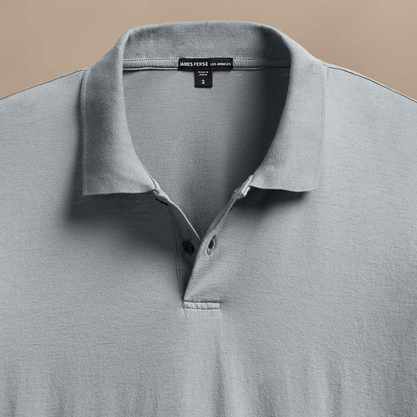 James Perse Luxe Lotus Jersey Polo Grey Sky