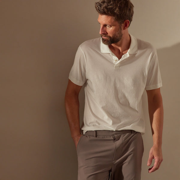 James Perse Luxe Lotus Jersey Polo White