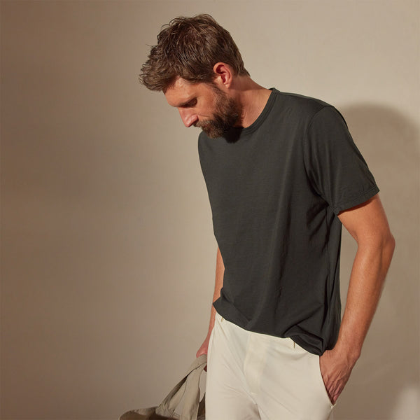 James Perse Luxe Lotus Jersey Tee Carbon