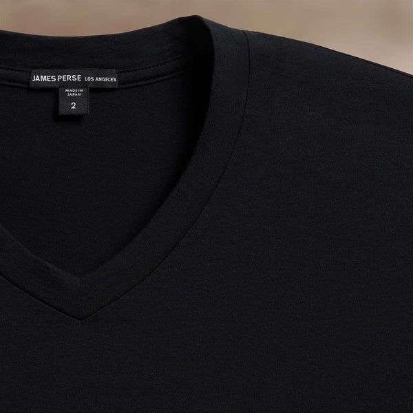 James Perse Luxe Lotus Jersey V Neck Black