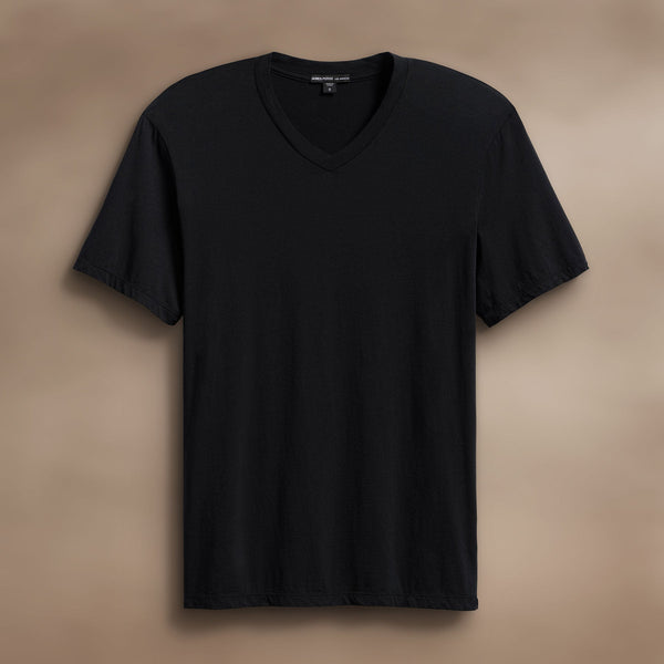 james perse Luxe Lotus Jersey V Neck Black