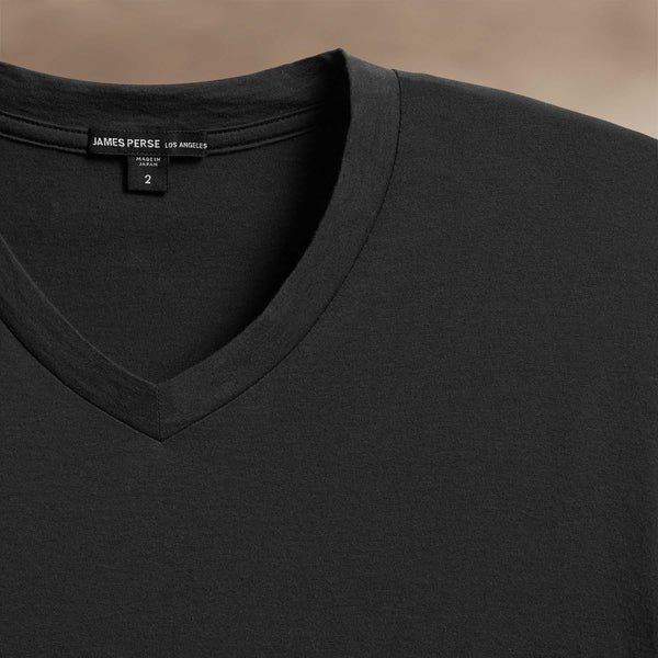 James Perse Luxe Lotus Jersey V Neck Carbon