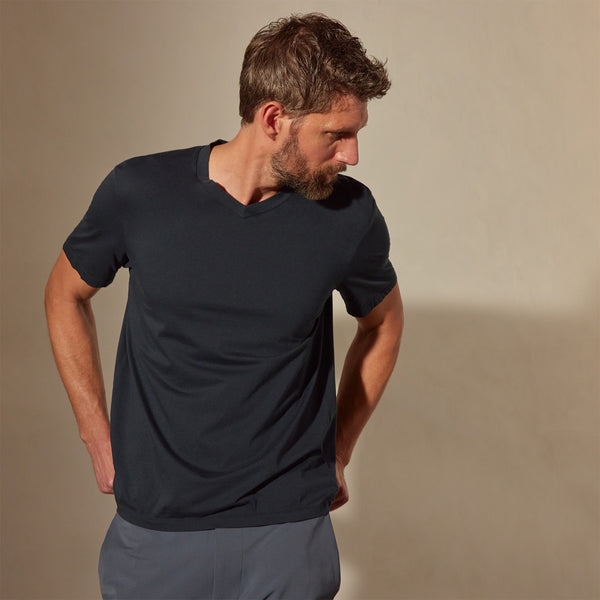 james perse Luxe Lotus Jersey V Neck French Navy