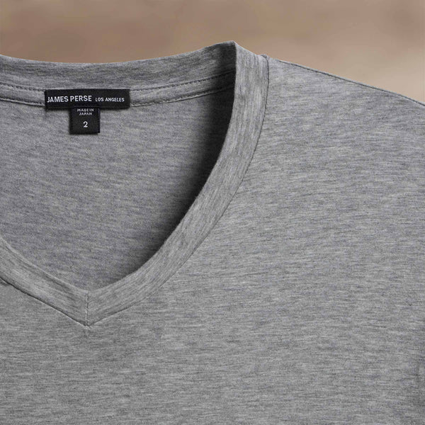 James Perse Luxe Lotus Jersey V Neck Heather Grey