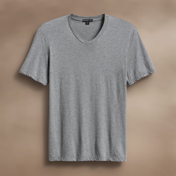 james perse Luxe Lotus Jersey V Neck Heather Grey