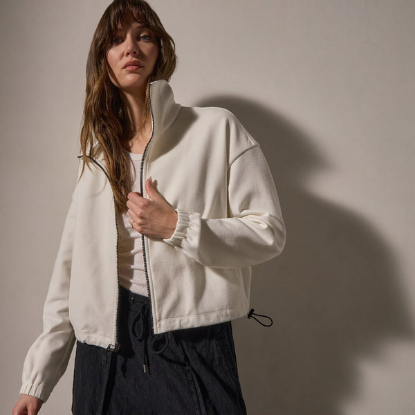 James Perse Matte Scuba Full Zip Ivory
