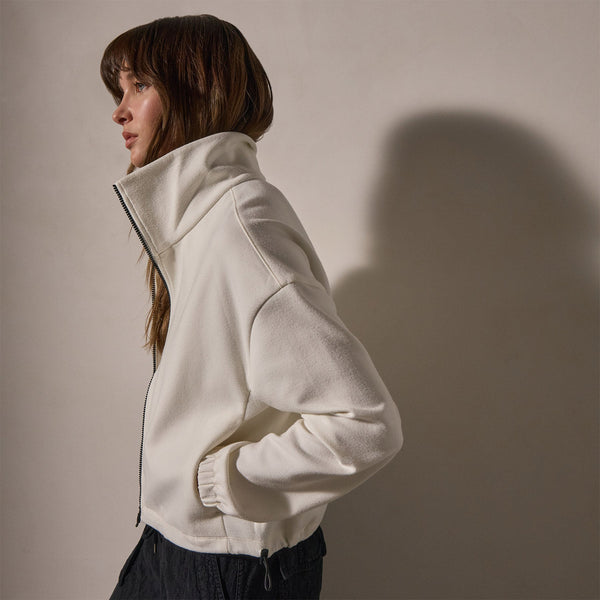 james perse Matte Scuba Full Zip Ivory