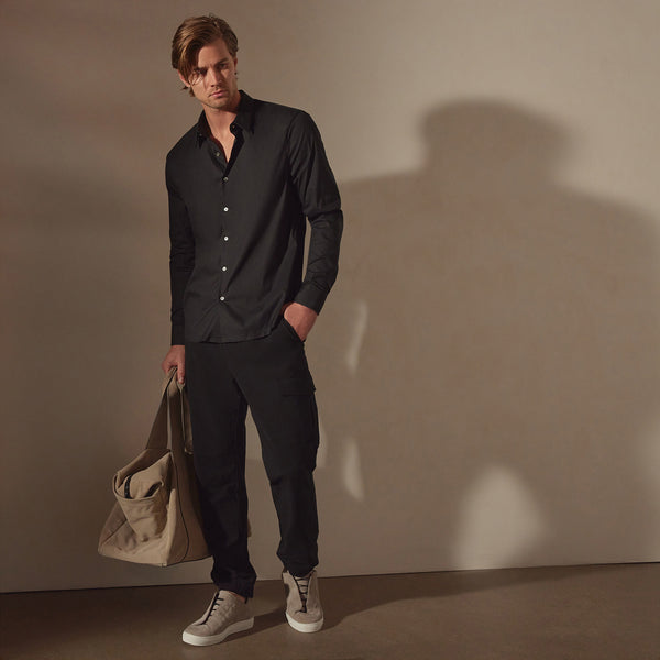James Perse Matte Stretch Poplin Dress Shirt Black