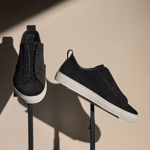 james perse Men's Suede Solstice Sneaker Black