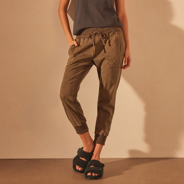 James Perse Mixed Media Pant Army Green Pigment