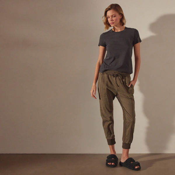james perse Mixed Media Pant Army Green Pigment